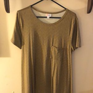 LuLaRoe L Carly Olive Tan Dress